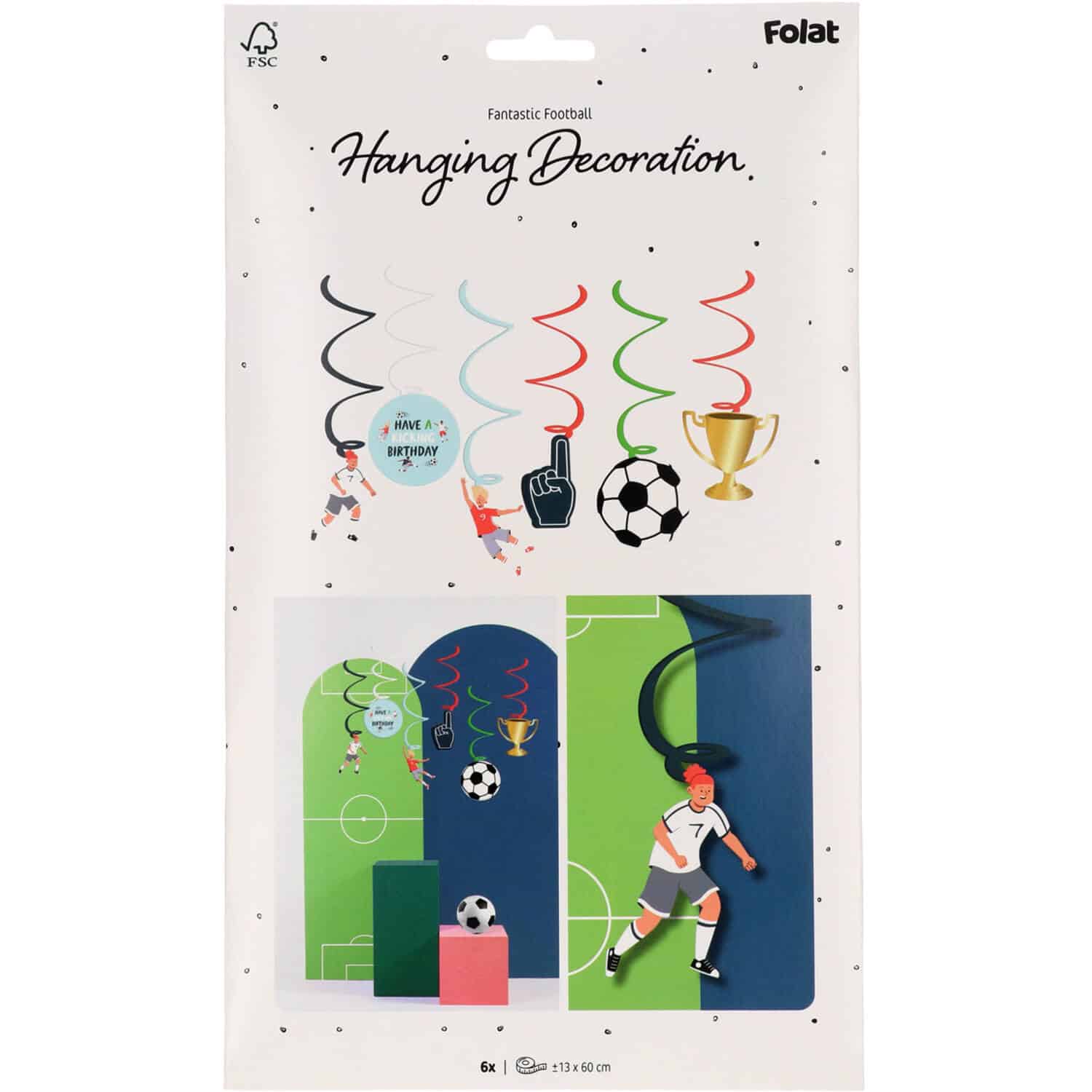 Hangdecoratie - fantastic football - 6 stuks