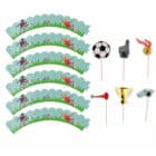 Cupcake decoratie set - fantastic football - 6 stuks