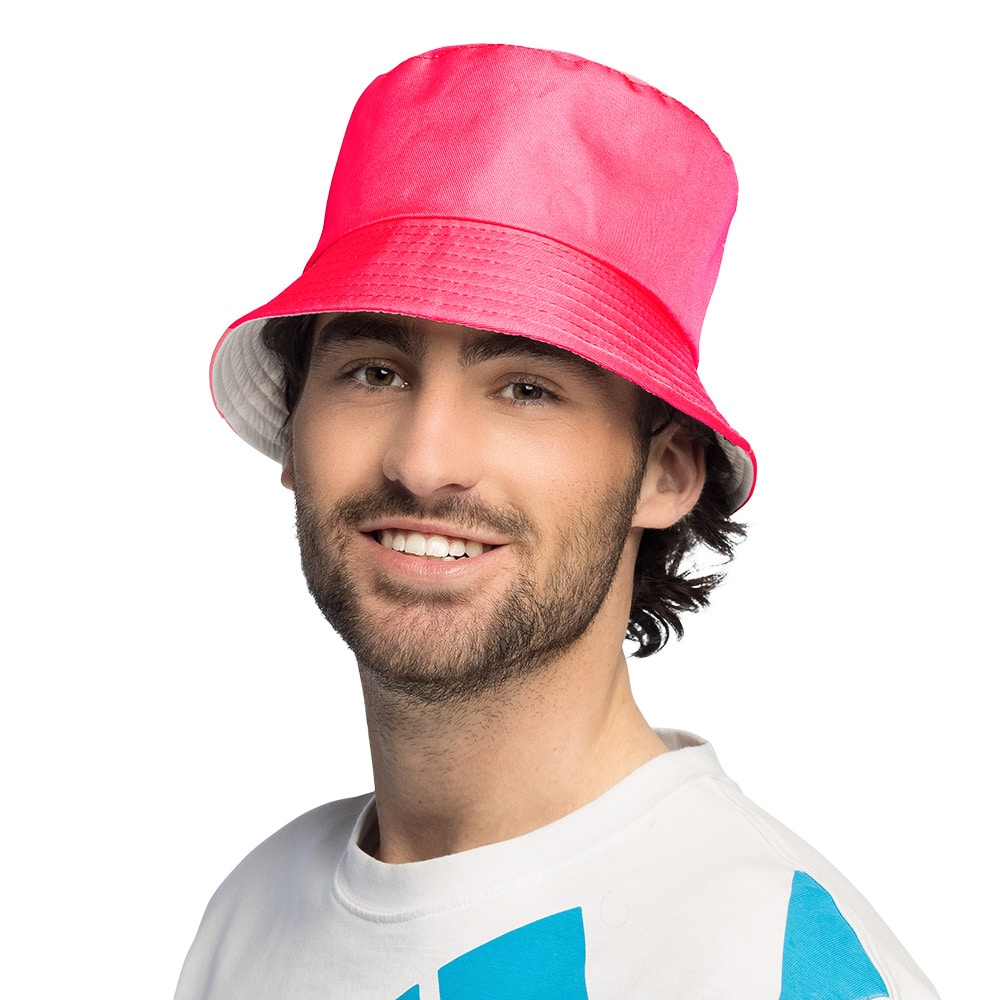 Bucket hat Rave neonroze - UV blacklight - hoofdomtrek 58 cm - 1 stuks