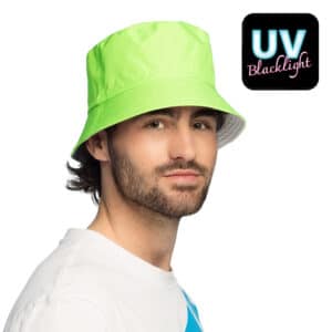 Bucket hat Rave neongroen - UV blacklight - hoofdomtrek 58 cm - 1 stuks