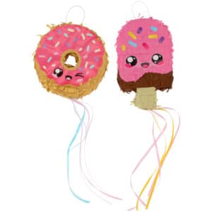 Mini pinãta set - donut & ijsje - 2 stuks