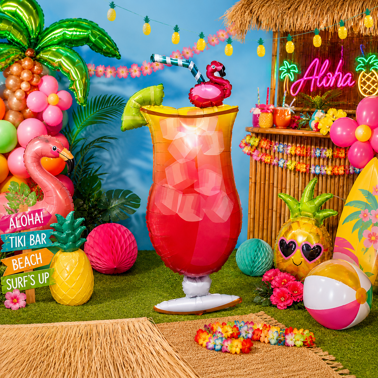 Folieballon cocktail flamingo 50 x 104 cm - 1 stuks