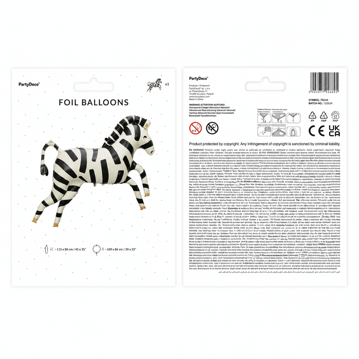 Folieballon zebra 100 x 82 cm - 1 stuks Folieballon zebra 100 x 82 cm - 1 stuks
