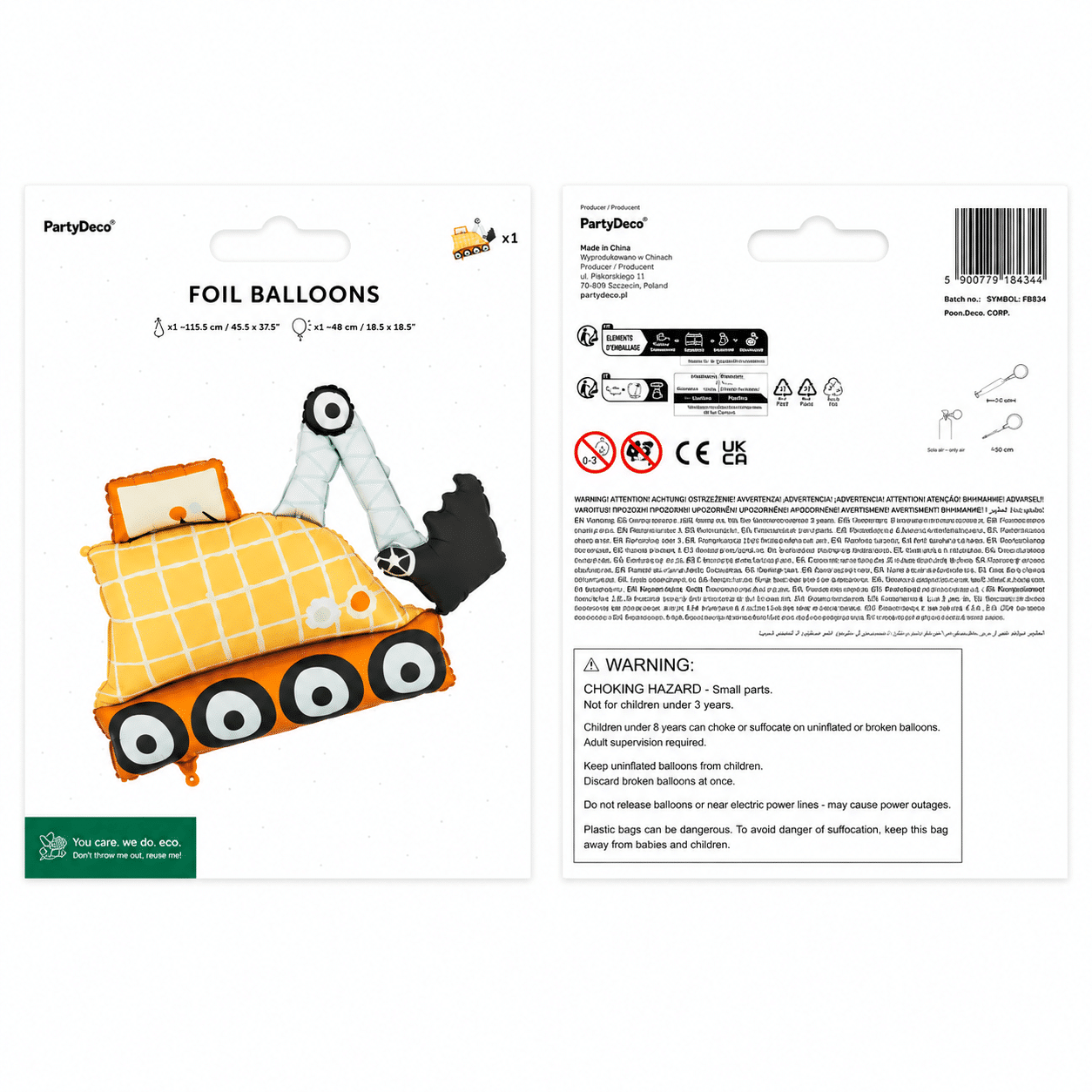 Folieballon graafmachine 93 x 68 cm - 1 stuks Folieballon graafmachine 93 x 68 cm - 1 stuks