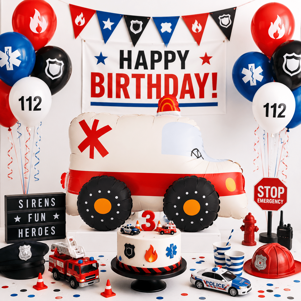 Staande folieballon ambulance 68 x 48 cm - 1 stuks Staande folieballon ambulance 68 x 48 cm - 1 stuks
