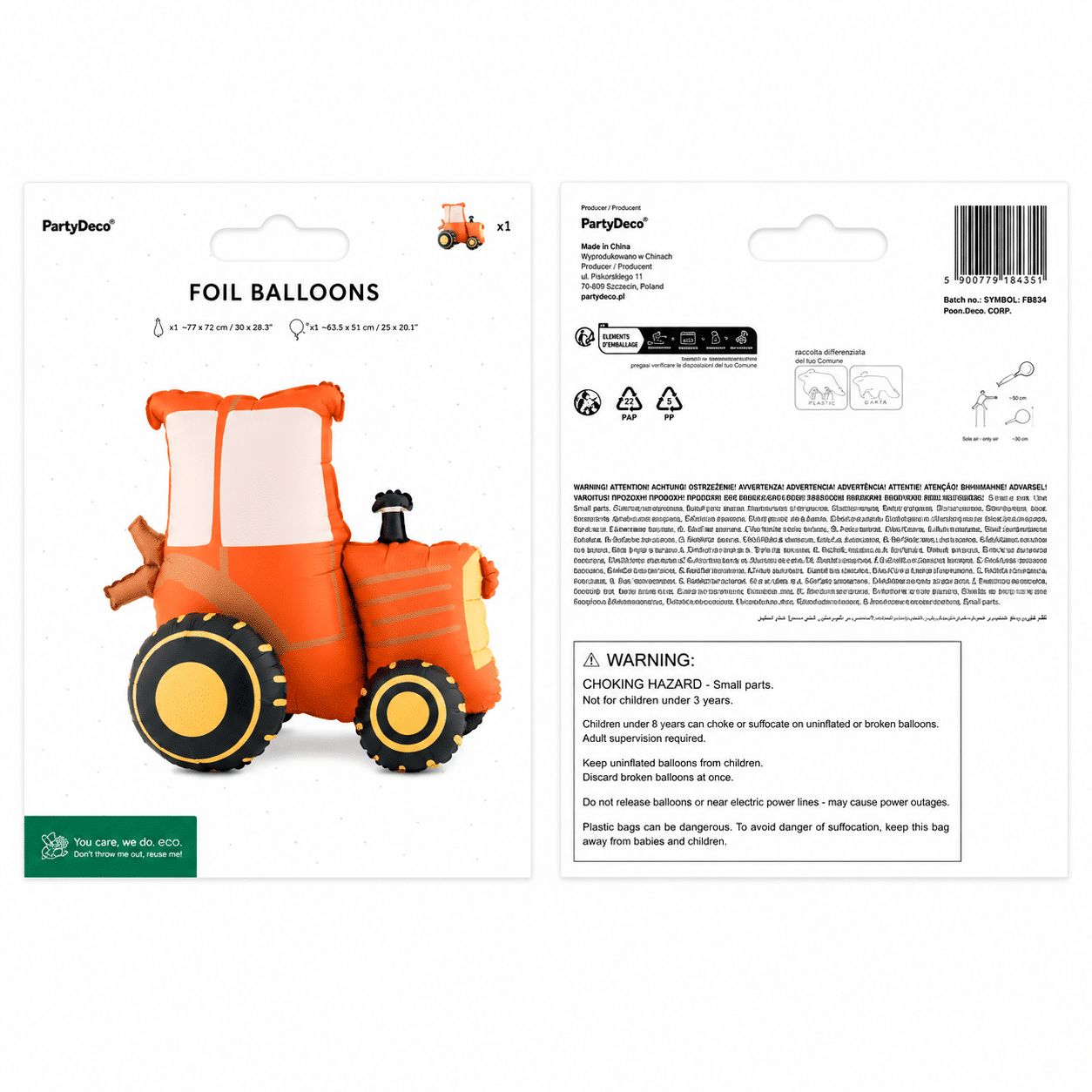 Staande folieballon tractor 72 x 63,5 cm - 1 stuks Staande folieballon tractor 72 x 63,5 cm - 1 stuks
