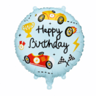 Folieballon happy birthday racing lichtblauw 35 x 35 cm - 1 stuks