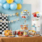 Folieballon happy birthday racing lichtblauw 35 x 35 cm - 1 stuks