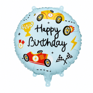 Folieballon happy birthday racing lichtblauw 35 x 35 cm - 1 stuks Folieballon happy birthday racing lichtblauw 35 x 35 cm - 1 stuks