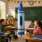 Folieballon krijtje blauw 23 x 104 cm - 1 stuks Folieballon krijtje blauw 23 x 104 cm - 1 stuks