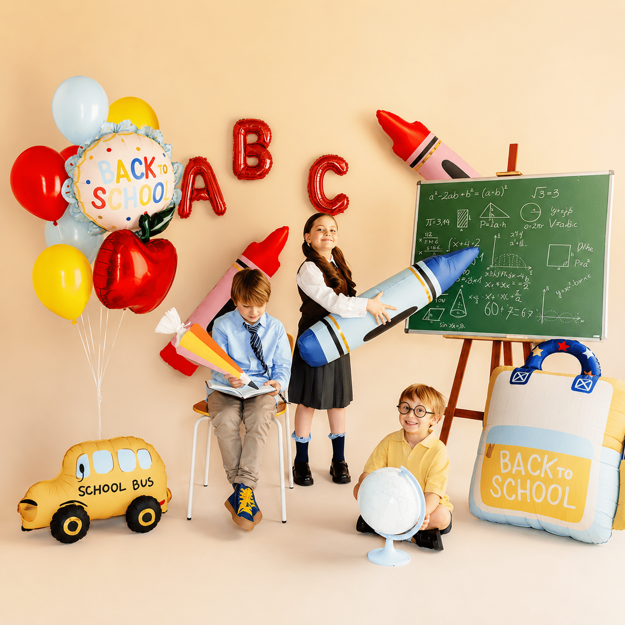 Folieballon krijtje rood 23 x 104 cm - 1 stuks