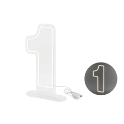 Neon LED cijfer "1" - 50 cm - 1 stuks - warm wit