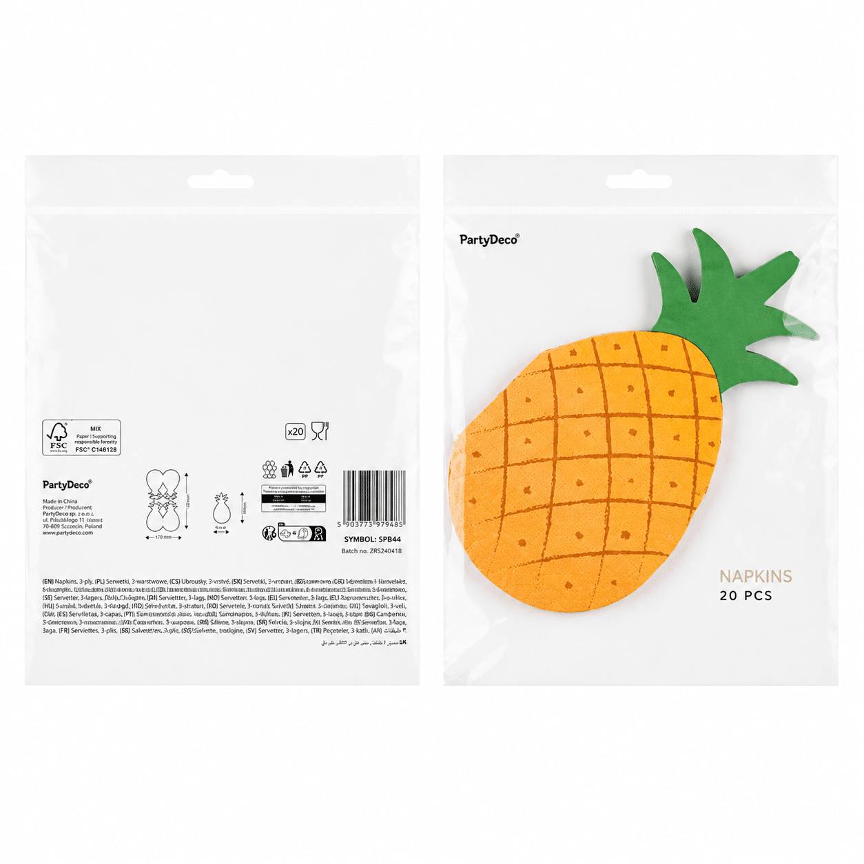 Servetten ananas 20 stuks - 2 lagen Servetten ananas 20 stuks - 2 lagen