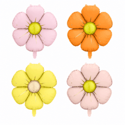 Folieballonnen madeliefjes pastel 65 cm – 4 stuks