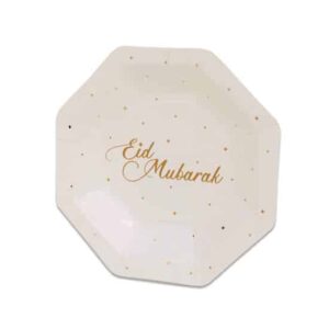 Eid Mubarak - Borden Goud Papier (Ø18 cm, 8st)