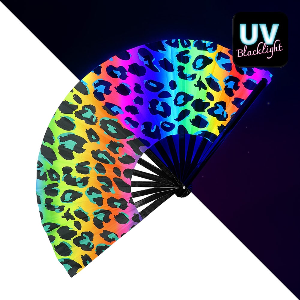 Waaier rave wild XL - UV blacklight - 1 stuks