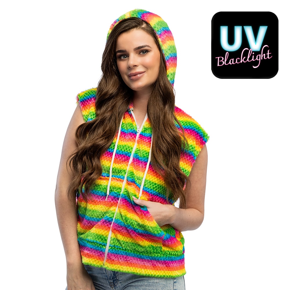 Bodywarmer Fluffy UV regenboog (L/XL) Bodywarmer Fluffy UV regenboog (L/XL)