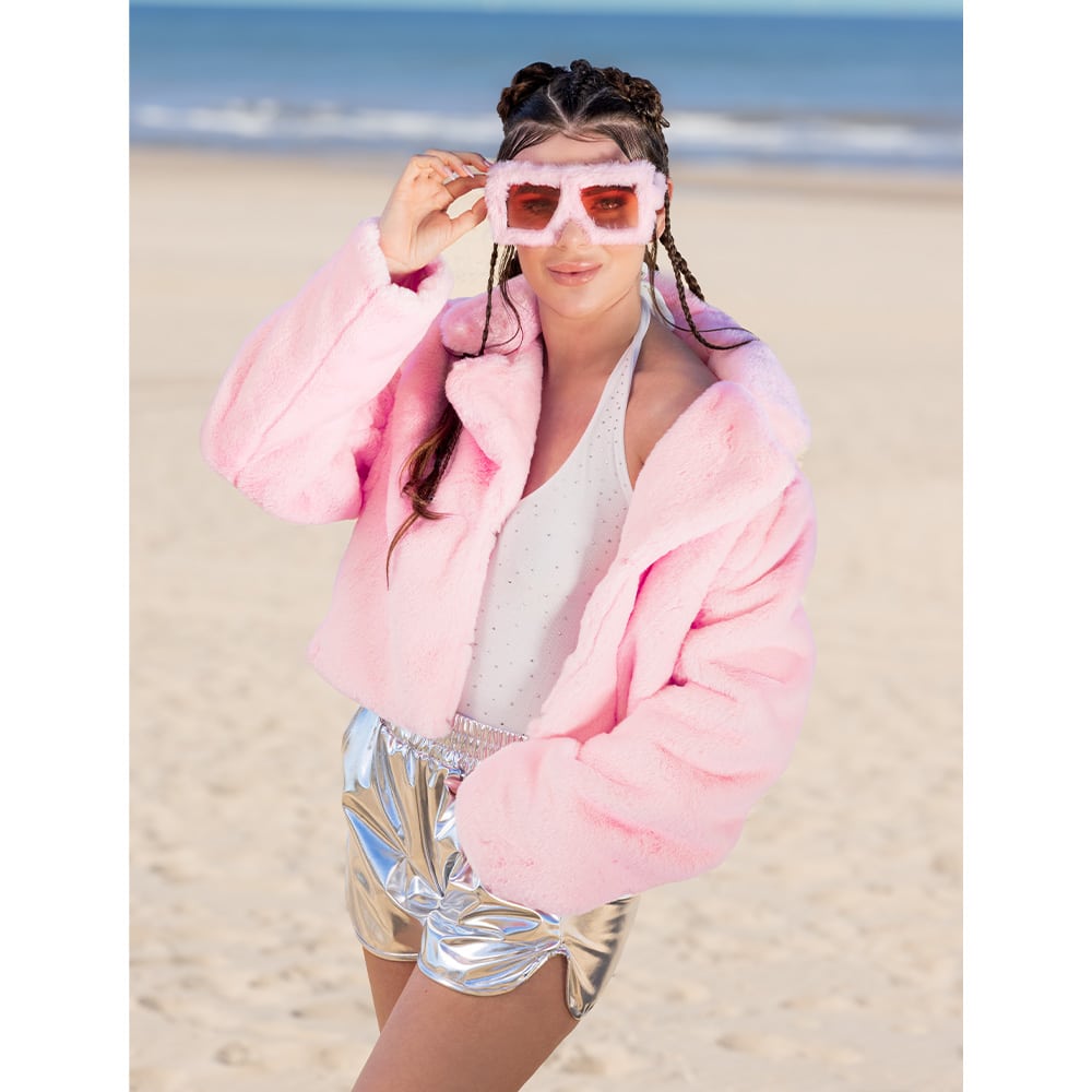 Jasje fluffy rave licht roze M/ L Jasje fluffy rave licht roze M/ L
