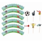 Cupcake decoratie set - fantastic football - 6 stuks Cupcake decoratie set - fantastic football - 6 stuks