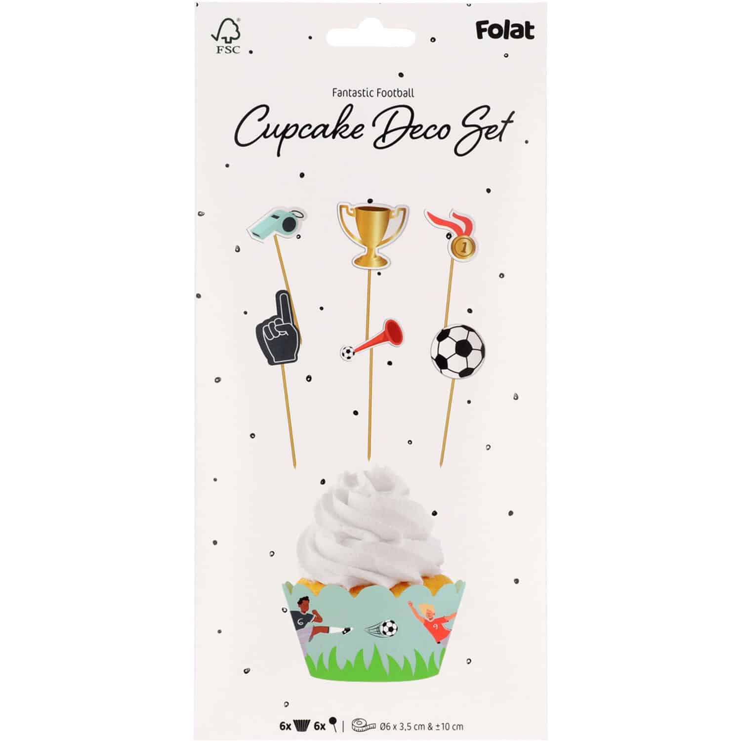 Cupcake decoratie set - fantastic football - 6 stuks Cupcake decoratie set - fantastic football - 6 stuks