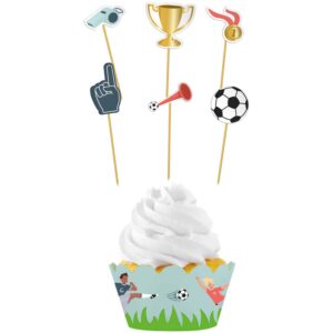 Cupcake decoratie set - fantastic football - 6 stuks Cupcake decoratie set - fantastic football - 6 stuks