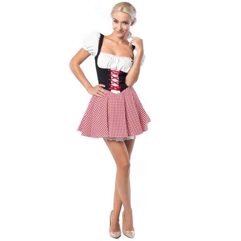 Dirndl Oktoberfest Eva Rood/Zwart (S/36) Dirndl Oktoberfest Eva Rood/Zwart (S/36)