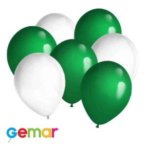 Latex ballonnen Wit en Groen (Ook geschikt voor Helium) (30 stuks)