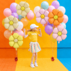 Folieballonnen madeliefjes pastel 65 cm – 4 stuks Folieballonnen madeliefjes pastel 65 cm – 4 stuks