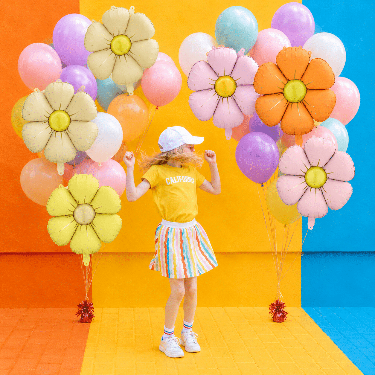 Folieballonnen madeliefjes pastel 65 cm – 4 stuks Folieballonnen madeliefjes pastel 65 cm – 4 stuks