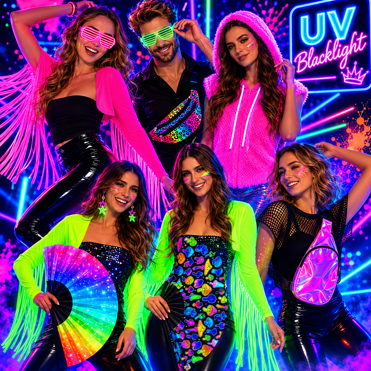 Bolero rave neonoranje M/ L - UV blacklight - 1 stuks