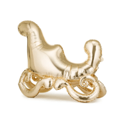 Staande folieballon slee van de Kerstman 114 x 87 cm goud